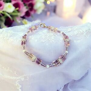 Blush Pink Austrian Crystal Bracelet for a Large Wrist
